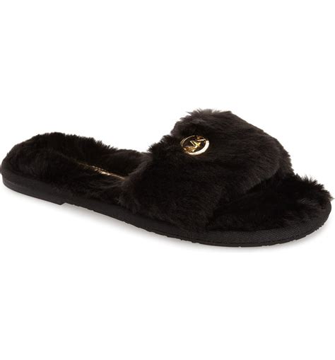 michael kors fur slides